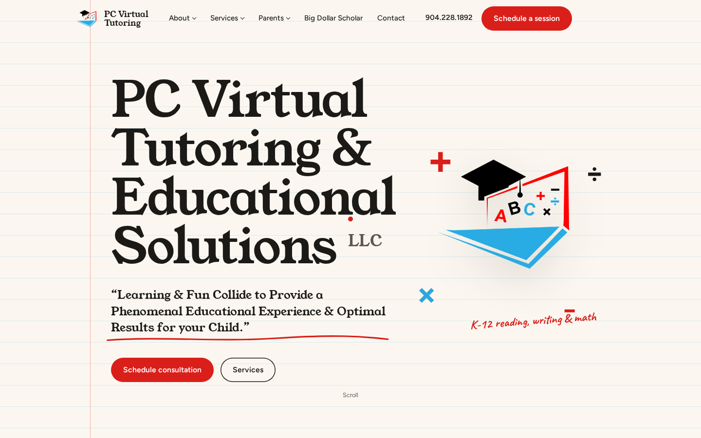 PC Virtual Tutoring — website by A&O Design Solutions